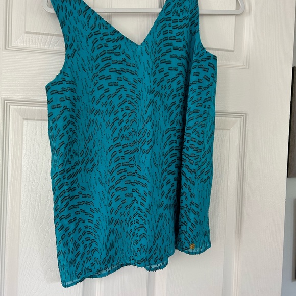 Lilly Pulitzer Florin Top Teal Bay Silk Swirl Clip XS. New with Tags Attached. - Picture 4 of 6